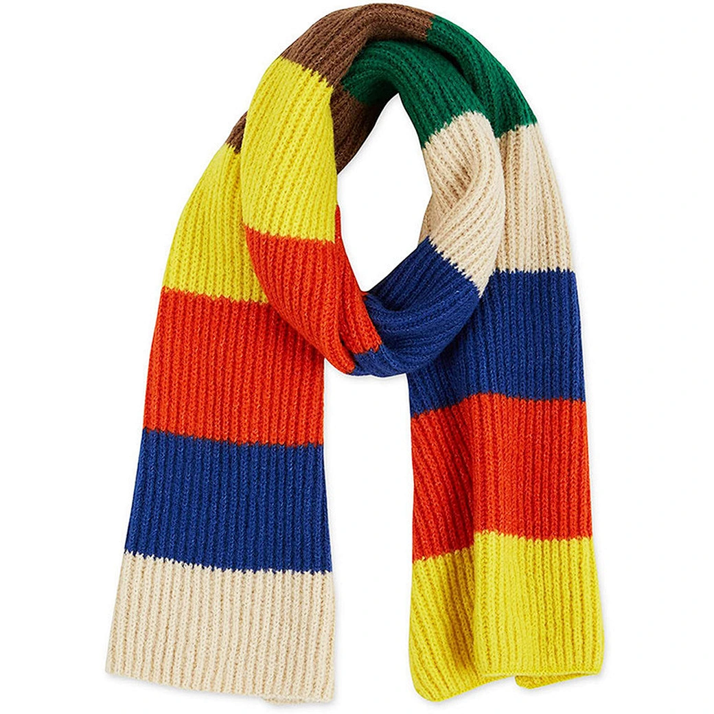 Premium recycle cashmere knit scarf with colour block design. Long warm shawls for women, breathable & sweat-wicking, multi-purpose for gift, travel and party. Bulk order with favorable discount, support global wholesale procurement.